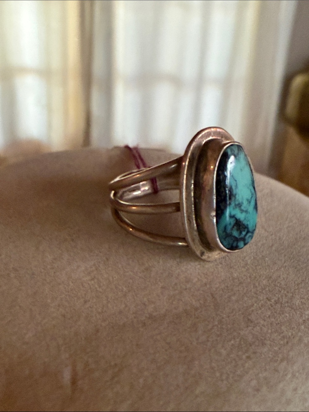 Turquoise triple band ring silver